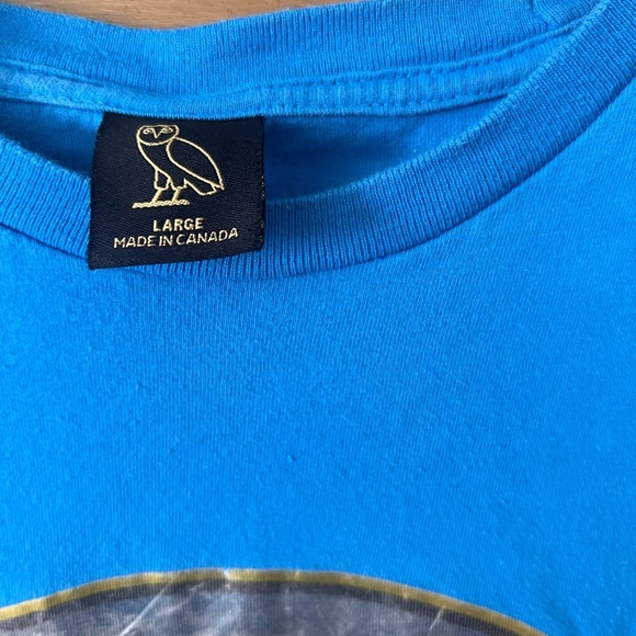OVO - DRAKE - Electric Blue Tee with Silver Metallic Logo Size Large - Picture 4 of 4